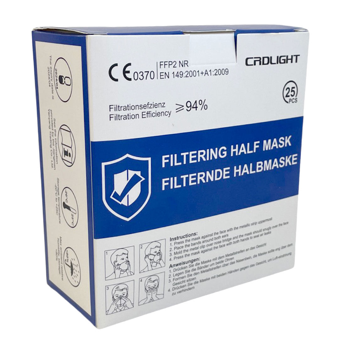 100er Pack FFP2 Masken - Atemschutzmasken | CRDLight | 5-lagig EU CE Zertifiziert - Atemschutzmasken