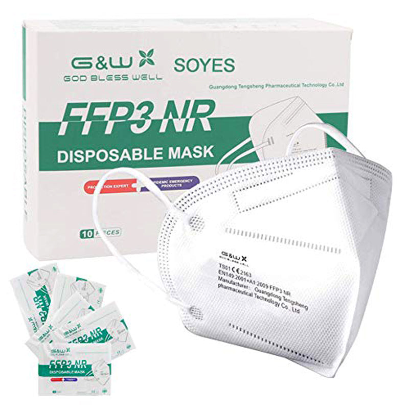 FFP3 Maske 99% Filtration mit CE Zulassung nach EU-Norm geprüft: EN 149:2001+ A1:2009 ohne Ventil - Atemschutzmasken