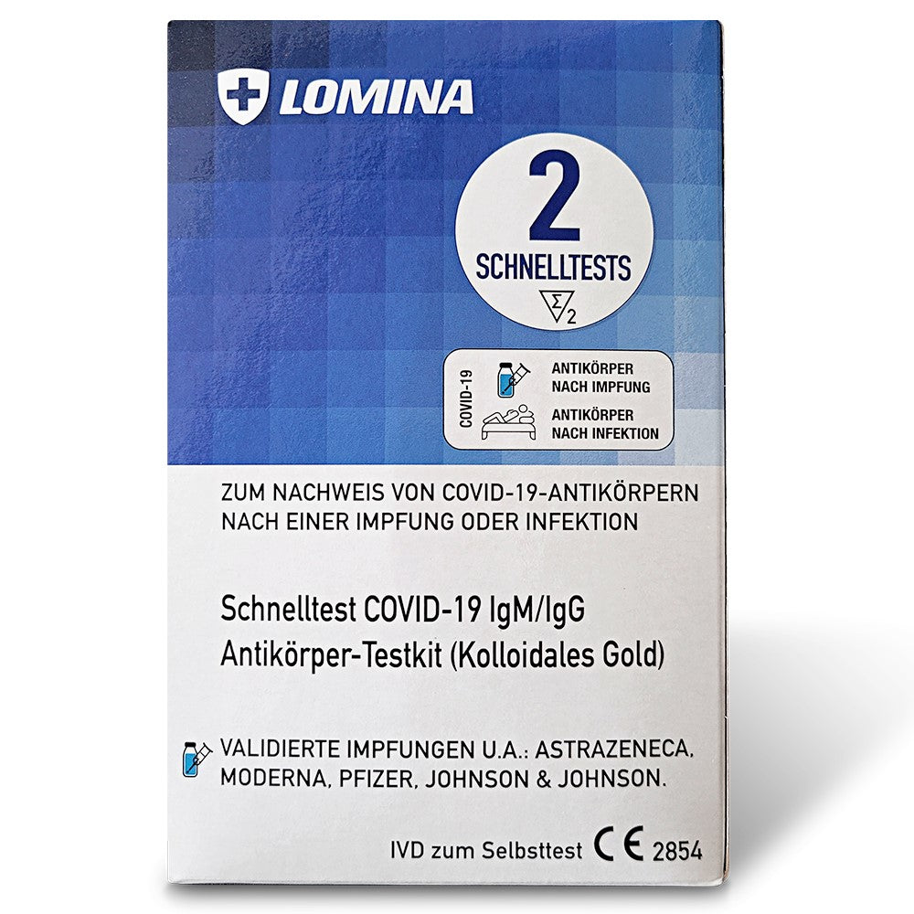 Lomina Antikörpertest für Laien 2er Pack - COVID-19 Antikörper-Nachweiskit - Corona Schnelltest Antikörpertest
