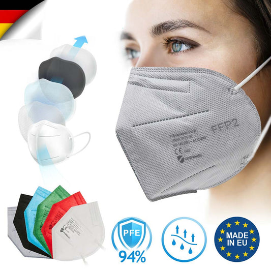 FFP2 Maske in stylischem GRAU / Anthrazit | Mundschutzmaske 5-lagig EU CE Zertifiziert / 10 Stck - Atemschutzmasken