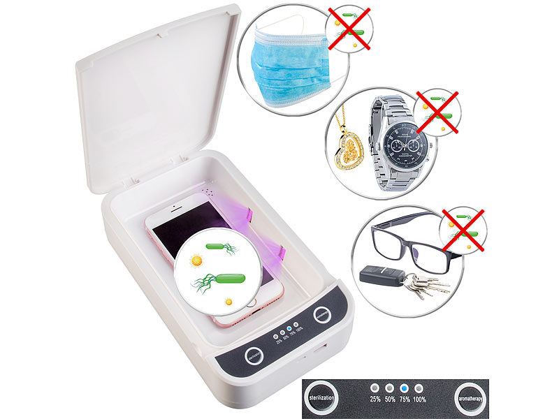 UV - Desinfektionsbox, Desinfektionsgerät, Sterilisator für Smartphone, Brille, Schlüssel usw. USB - Desinfektionsmittelspender
